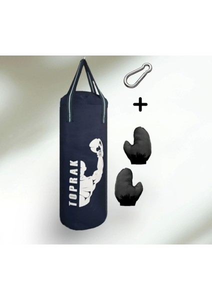 9-13 Yaş Boks Torbası 60CM Çocuk Boks Torbası Eldiven+Karabina Hediyeli Lacivert