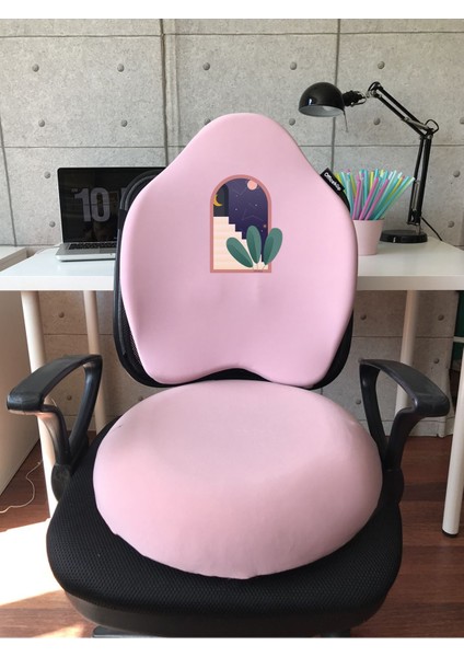 Visco Gamer Oyuncu Bel Yastığı ve Yuvarlak Oturma Minderi 2'li Set Pembe