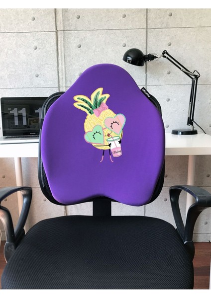 X-Large Visco Bel Destek Gamer Oyuncu Koltuk Yastığı- Mor Ananas