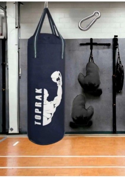 6-9 Yaş Boks Torbası 50CM Çocuk Boks Torbası Eldiven+Karabina Hediyeli Lacivert