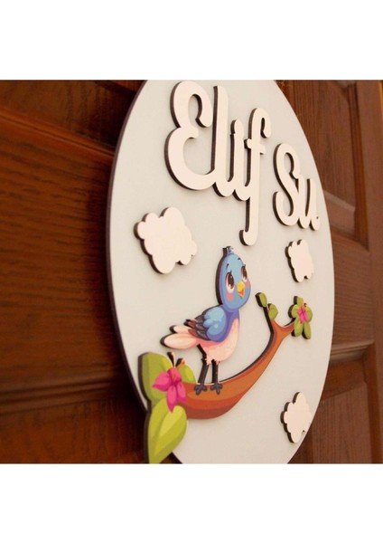 Isme Özel Küçük Kuş Tasarımlı Çocuk Odası Kapı Süsü fiyatları
