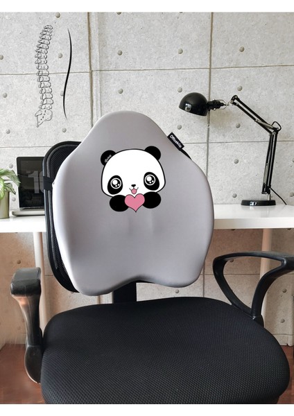 X-Large Visco Bel Destek Gamer Oyuncu Koltuk Yastığı- Gri Panda