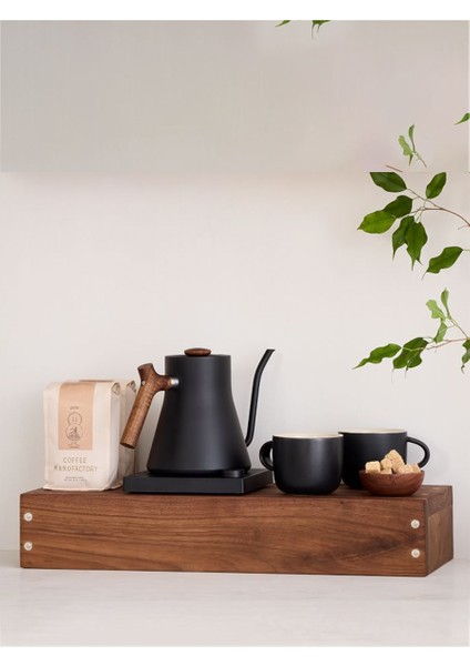 Kahve Köşesi Düzenleyici Kahve Makinası Standı Tezgah Üstü Doğal Ahşap Organizatör Organizer
