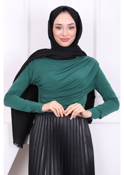 Yeşil Balıkçı Yaka Drapeli Sandy Bluz