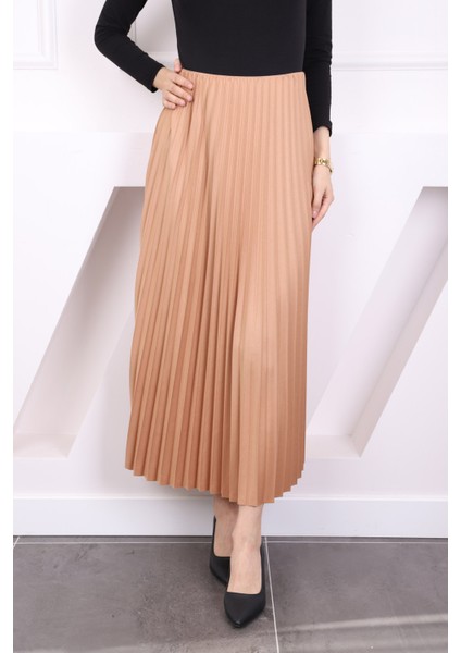 Bisküvi Deri Görünümlü Piliseli Etek