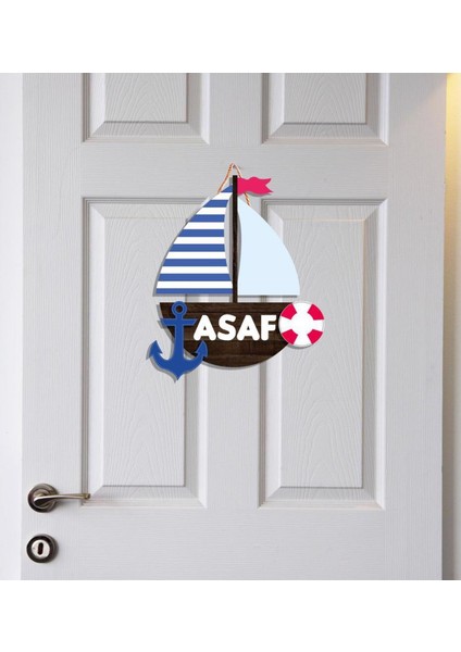 Minik Yelkenli Temalı Kişiye Özel Kapı Süsü