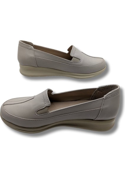 Çiğdem Taba Deri Hafif Dolgu Topuk Anne Ayakkabısı (Ary) - Fildişi - 40 fırsatları