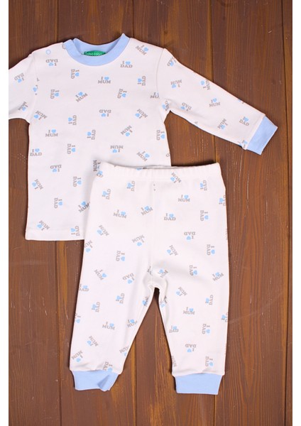 Dad Yazılı Erkek Bebek Eşofman Pijama Takımı Mavi modelleri