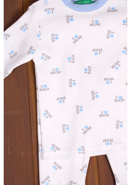 Dad Yazılı Erkek Bebek Eşofman Pijama Takımı Mavi