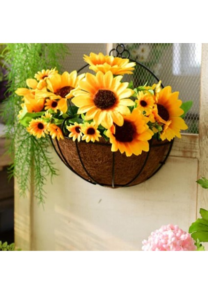2li Set Çiçek Sepeti Duvar Saksısı Kapı Sepeti Coco Elyaf Makreme Saksı KÜÇÜK:23CM BÜYÜK:29CM
