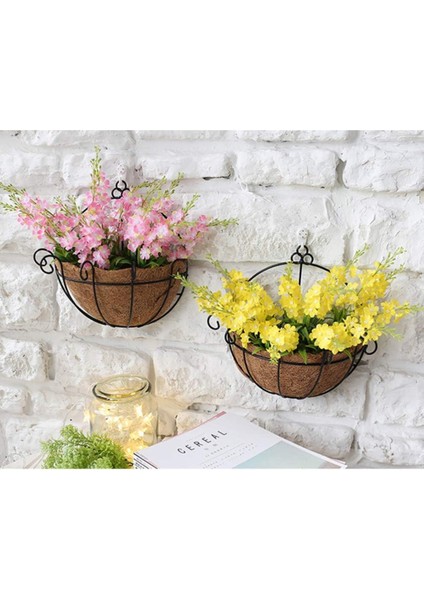 2li Set Çiçek Sepeti Duvar Saksısı Kapı Sepeti Coco Elyaf Makreme Saksı KÜÇÜK:23CM BÜYÜK:29CM