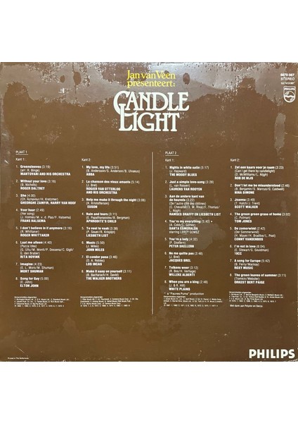 Jan Van Veen – Presenteert: Candle Light Double Klasik Lp Plak