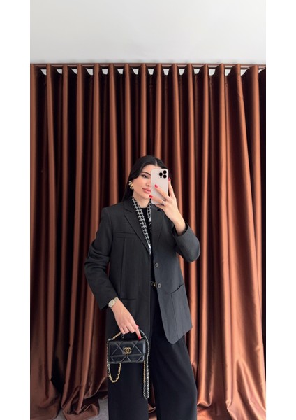 Premium Dikişli Antrasit Blazer Ceket