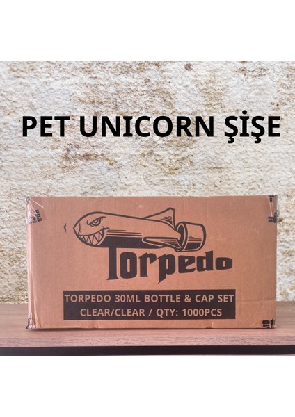 - 30ML - cc Pet Unıcorn Şişe (Şeffaf Kapaklı Şeffaf ŞİŞE)(1000 Adet)