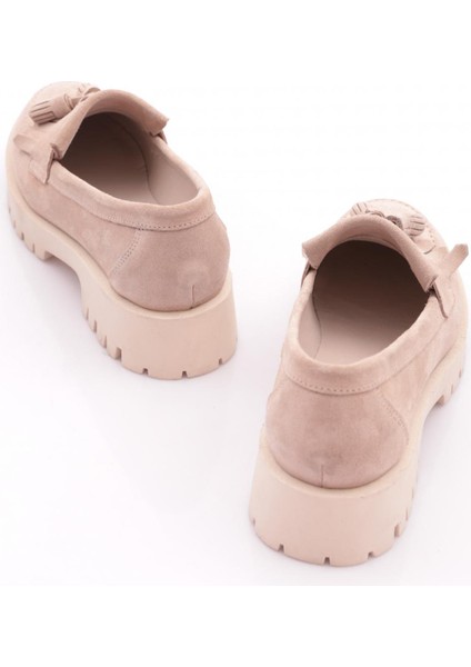 2840 Kadin Kalin Taban Püsküllü Loafer Ayakkabi modelleri