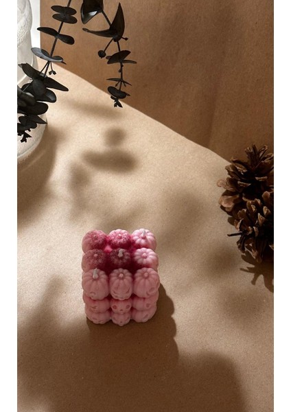 Balkabağı Bubble Mum, Soyava x Mum, Kokulu Mum, Pembe Mum