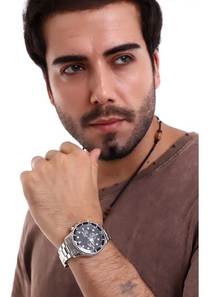 Premium Edition Gümüş Paslanmaz Çelik Erkek Kol Saati
