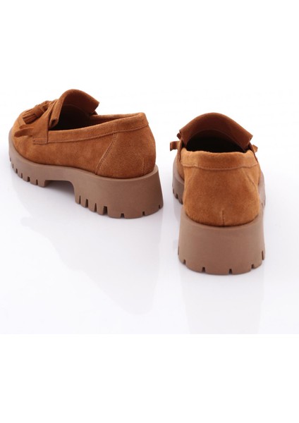 2840 Kadin Kalin Taban Püsküllü Loafer Ayakkabi modelleri