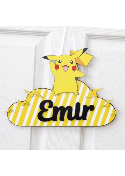 Kişiye Özel Bebek Kapı Süsü 3D Pikachu