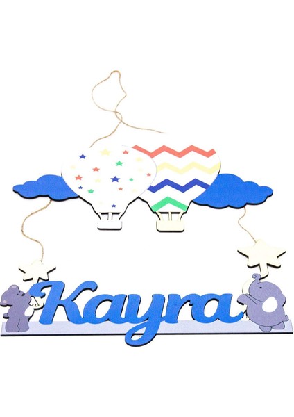 Mavi Bulutlu Kapadokya Balonu Temalı Kişiye Özel Kapı Süsü fiyatları