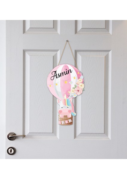 Isme Özel Bebek Odası Ahşap Kapı Süsü - Fil Figürlü