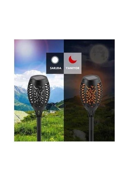 Solar Alev Efektli Bahçe Lambası