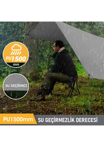 Tarp Tente Gölgelik Örtü Outdoor Kamp Branda Çadır Yağmurluk 300x400 Cm - Siyah indirimleri