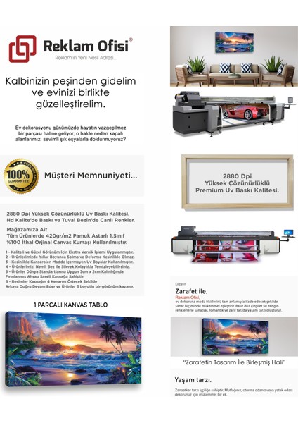 Deniz, Şehir, Hindistan Cevizi Temalı Premium Kanvas Tablo