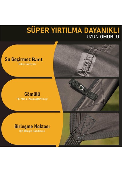 Su Geçirmez Tarp Tente Gölgelik Örtü, 4 Mevsim Buschraft Barınak Yağmurluk, 300X300 cm Siyah