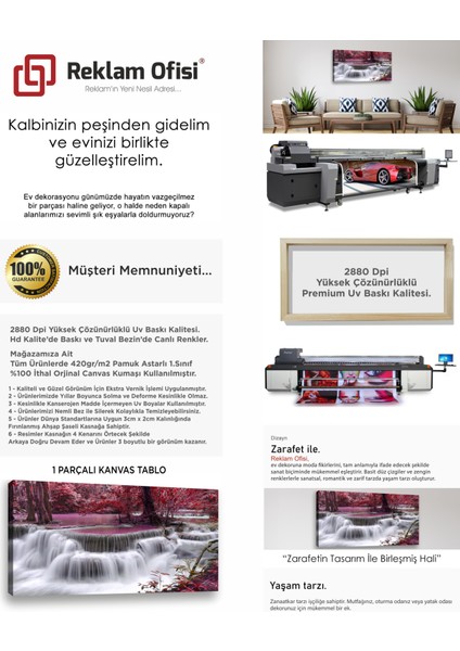 Şelale Manzaralı, Modern, Dekoratif Premium Kanvas Tablo