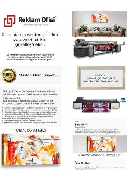 Soyut, Yağlı Boya Görünümlü Premium Kanvas Tablo