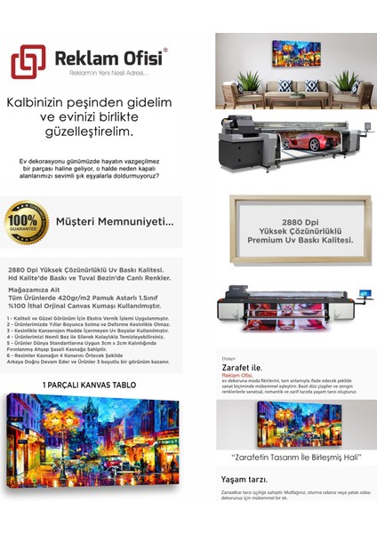 Yağlı Boya Doku Görünümlü, Şehir Temalı Premium Kanvas Tablo