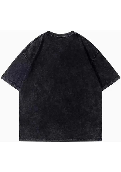 Yıkamalı Kurt ve Kırmızı Başlıklı Kız Oversize Vintage T-Shirt