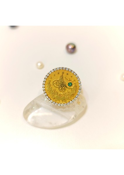 Tuğralı Taşlı Yüzük 14 Ayar Altın fiyatları