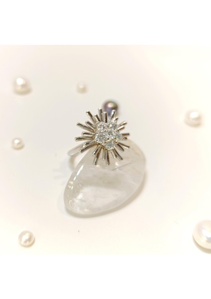 Güneş ve Çiçek Taşlı Yüzük 14 Ayar Altın fiyatları