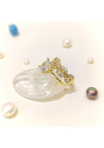 Tektaş Alyans Bitişik Taşlı Yüzük 14 Ayar Altın Hd Videolu