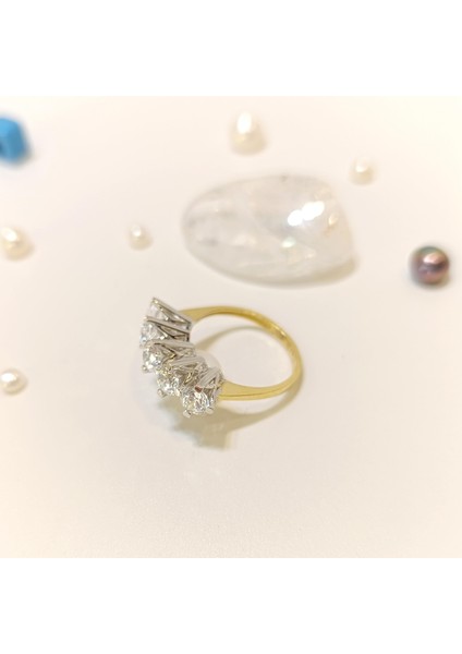 Beş Taş Yüzük 14 Ayar Altın Hd Videolu