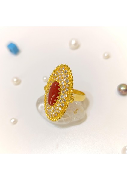 Akik Taşlı Yüzük 22 Ayar Altın