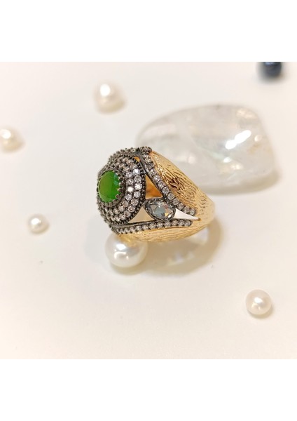 Yeşil Taşlı Yüzük 14 Ayar Altın Hd Videolu