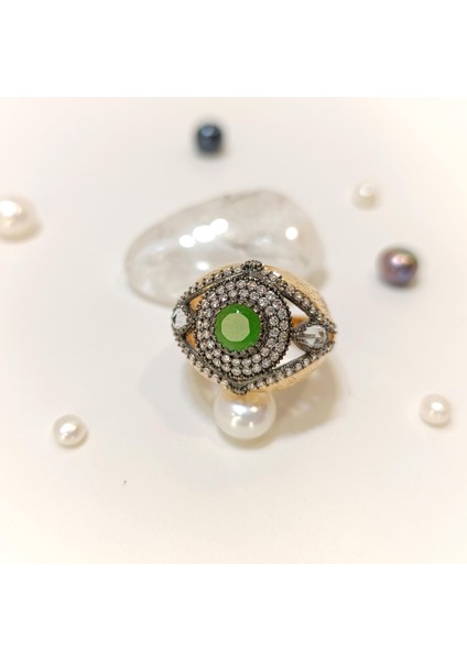 Yeşil Taşlı Yüzük 14 Ayar Altın Hd Videolu modelleri