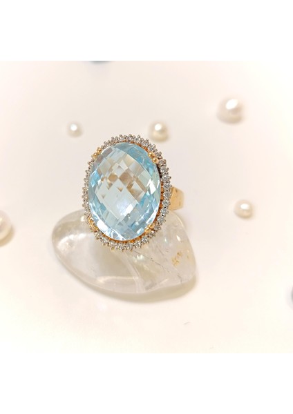 Aqua Taşlı Oval Yüzük 14 Ayar Altın Hd Videolu fiyatları