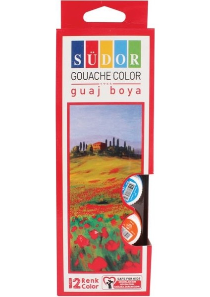 12 Renk Guaj Boya Şişe 15 ml SD525