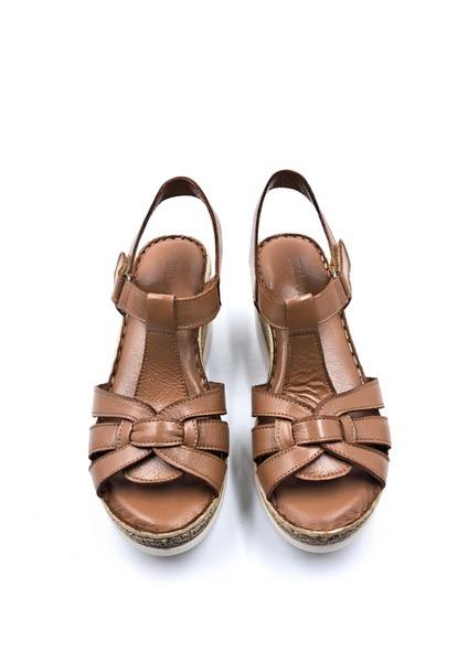 B251702 Cırtlı Konfor Dolgu Taban Kadın Taba Sandalet Ayakkabı fırsatları