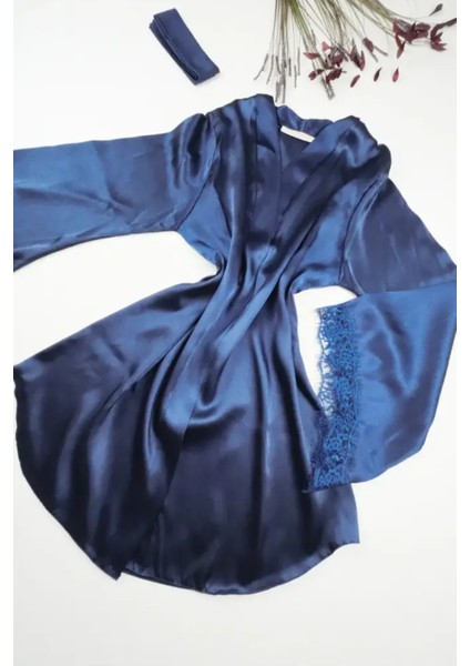 Faryanight 8 Parça Ipek Saten Gecelik Sabahlık Büstiyer Pijama Şort Çeyiz Seti
