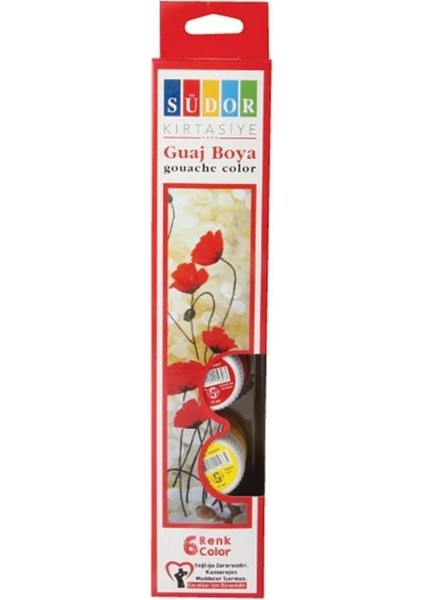Guaj Boya 20 ml Şişe 6 Renk 521