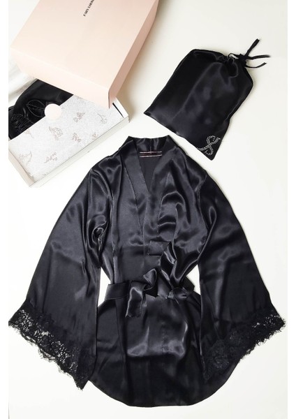 Faryanight 8 Parça Ipek Saten Gecelik Sabahlık Büstiyer Pijama Şort Çeyiz Seti