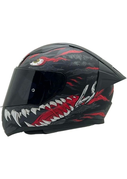 Rapıd 2 Race Kaıju Mat Siyah-Kırmızı Kask