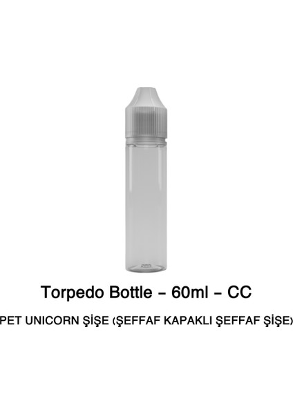 - 60ML - cc Pet Unıcorn Şişe (Şeffaf Kapaklı Şeffaf ŞİŞE)(500 Adet)