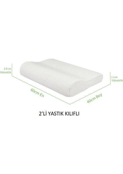 Visko Çiftaraflı 60 x 40 x 14 x 12 Yastık Kılıfı 2 Adet Büyük x l