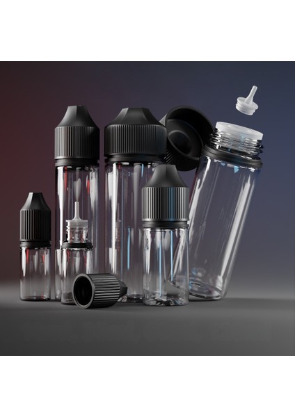- 60ML - Cb Pet Unıcorn Şişe (Opak Siyah Kapaklı Şeffaf ŞİŞE)(500 Adet)